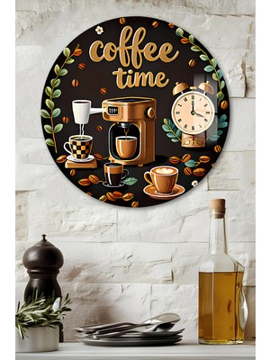 KutuTR 3D Görünümlü Temperli Cam Tablo – Coffee Time Temalı Duvar Süsü Uv Baskı 33X33 CM-CDS080