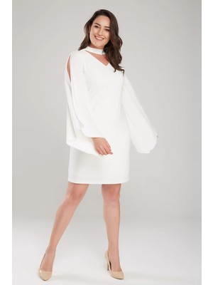 Laranor Kadın Ekru Kol Detaylı Elbise 17LB9098