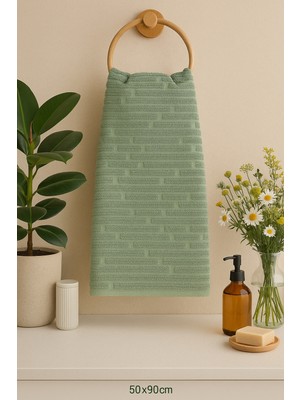 Turanyolu %100 Pamuklu 2’li Yeşil El Havlusu Seti – 50X90 cm | Doğal Konfor ve Canlı Renk
