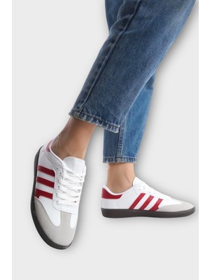 Liger Kadın Rahat Hafif Spor Ayakkabı  Beyaz - Kırmızı