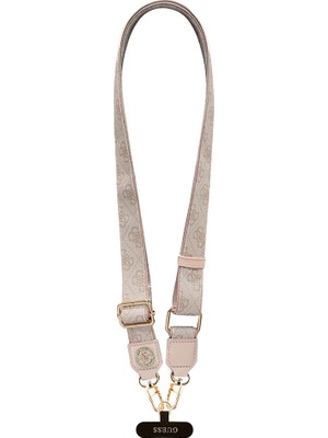 Guess Orjinal Lisanslı Taşlı 4g Metal Logolu Çapraz Vücut Telefon Askı Kayışı 150CM Pembe