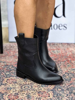 Sleipnir Hakiki Deri Kadın Siyah Kovboy Bot