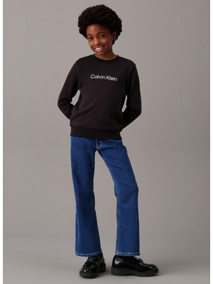 Calvin Klein Baskılı Erkek Çocuk Siyah Sweatshırt IU0IU00680BEH
