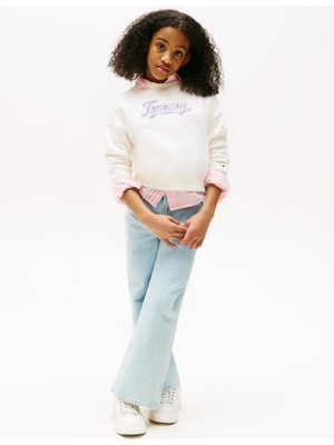 Tommy Hilfiger Baskılı Kız Çocuk Ekru Sweatshırt KG0KG08686YA8