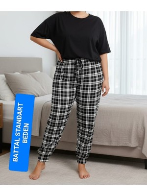 Boya Moda Kadın Bayan Battal Büyük Beden Viskon Süet  Kumaş Bel Lastikli  Eşofman Pijama Altı Pantolon Bol Rahat Kalıp 60 Ile 90 Kiloğrama Kadar Olur