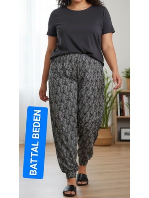 Kadın Bayan Battal Büyük Beden Viskon Süet  Kumaş Bel Lastikli  Eşofman Pijama Altı Pantolon Bol Rahat Kalıp 60 Ile 90 Kiloğrama Kadar Olur  Standart Beden