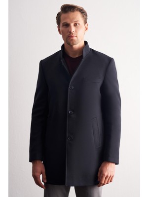 İmza Koyu Lacivert Hakim Yaka Classic Slim Fit Esnek Kaban 1008255162