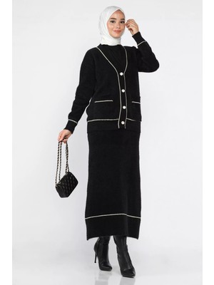 Julude Kadın Triko Etek Hırka Tesettür Ikili Takım (S,m,l,xl Uyumludur) P-00018558