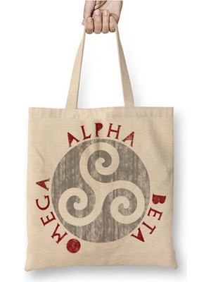 Toyaso Teen Wolf Alpha Beta Omega Beyaz Bez Çanta Uzun Saplı Alışveriş Çantası Plaj Çantası