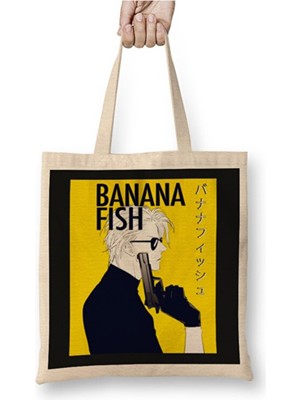 Toyaso Banana Fish Ash Lynx Eiji Okumura Anime Bez Çanta Uzun Saplı Alışveriş Çantası Plaj Çantası