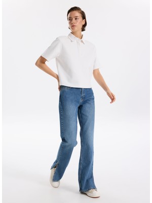Fabrika Yüksek Bel Normal Paça Straight Indigo Kadın Denim Pantolon F5WL-PNT0190