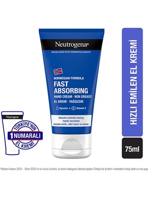 Neutrogena Norveç Formülü Hızlı Emilen El Kremi 75 ml