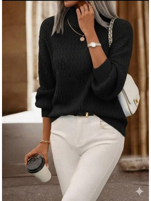 Nnstartshopping  Kadın Uzun Kollu Balıkçı Yaka Triko Bluz