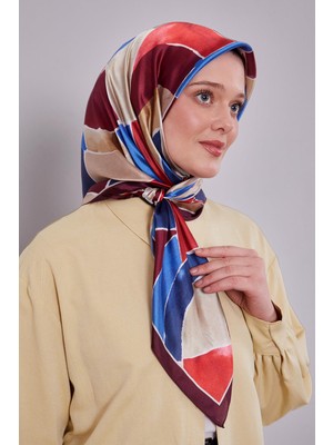 Lêvi D'or Bordo Geometrik Desen Kristal Eşarp