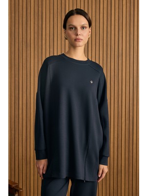 Aker Etek Ucu Fermuarlı Yırtmaç Detaylı Sweatshirt