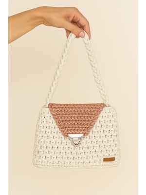 Ada Kostüm Luna Pearl Krem Örgü Kol Çantası