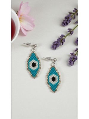 Seard Miyuki Boncuk El Yapımı Gümüş Göz Küpe