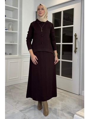 Rabia Şamlı Kumsal Triko Takım Acı Kahve