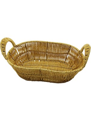 Neva Prime Oval Plastik Hasır Ekmek - Çok Amaçlı Sepet Kulplu - Metal Iskelet TABAN:14X21- AĞIZ:19X27CM D:7.5cm (5361)