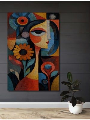 Teona Ahşap Sarı Çiçekli Modern Sanat Yağlı Boya Görünümlü Ahşap Dekoratif Tablo Dikdörtgen Tablo