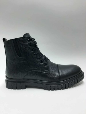 Ataç Hakiki Deri Içi Tüylü Esnek Kauçuk Tabanlı Bağcıklı Fermuarlı Postal Kışlık Erkek Bot C-9640173ATC