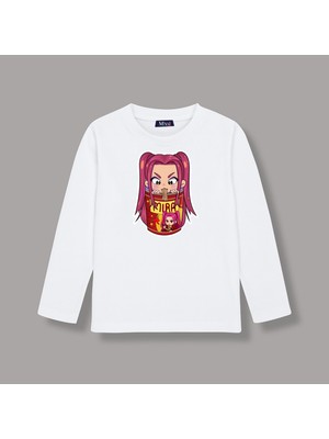 Mixxi Fashion Kpop Demon Hunters Huntrix Mira Uzun Kollu Baskılı Kız Çocuk Tişört (4-13 Yaş)