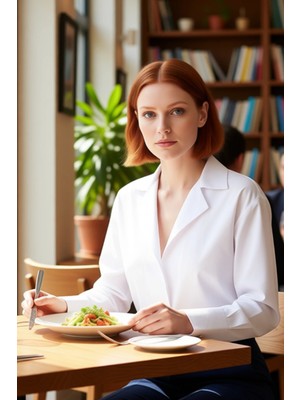 FRM Kadın Oversize Düşük Kol Gömlek Yaka Düz Gümüş Tokalı Uzun Kollu Gömlek Stili Fonksiyonel Şık