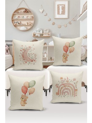 Filamente 4'lü Kırlent Kılıf Seti Çocuk Bebek Odası Dijital Baskılı