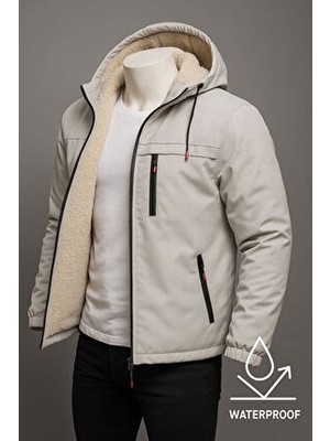 Abillita Kadın Kışlık Bej Su ve Rüzgar Geçirmez Ceket Mont Regular Fit Günlük Kullanım İçin