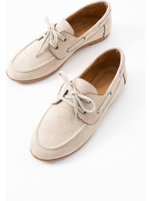 Duxal Shoes Juno Kadın Süet Bağcıklı Mokasen Ayakkabı Casual Babet