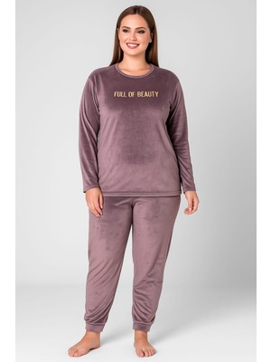 Pemilo Kadın 13212 Büyük Beden Kadife Pijama Takımı