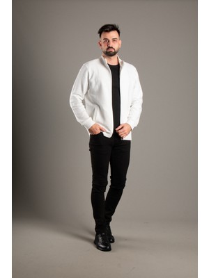 Zeki Özer Erkek Beyaz Dokulu Hırka