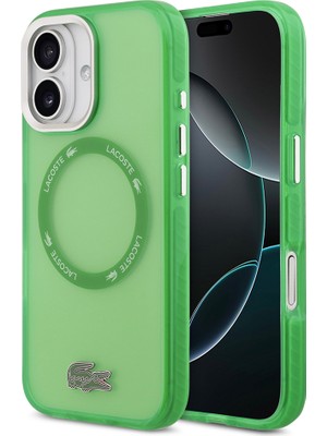 iPhone 17 Kılıf Lacoste Orjinal Lisanslı M-Safe Özellikli Ikonik Timsah Logolu Buzlu Kapak Yeşil
