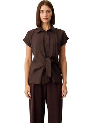 Ersefa Kadın Düz Dokuma Modal Bluz Ön Düğüm Detaylı Günlük Yeniden Tanımlıyor Fonksiyonel Estetik