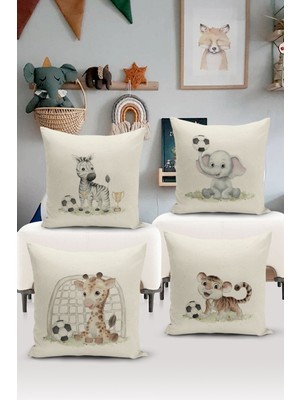 Filamente 4'lü Kırlent Kılıf Seti Çocuk Bebek Odası Dijital Baskılı