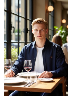 FRM Erkek Casual Flanel Gömlek Regular Kesim Uzun Kollu Nakışlı Tasarım Ile Konfor Fonksiyonel