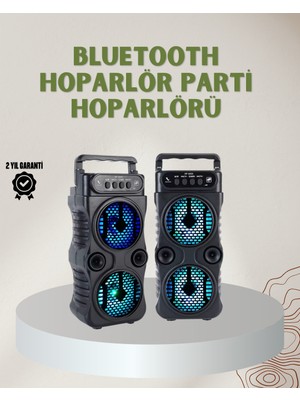 1200 Mah Şarjlı LED Işıklı Bluetooth Hoparlör – Fm Radyolu, Hafıza Kart Destekli