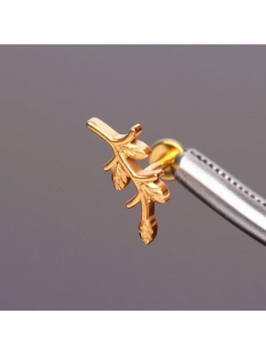 Aida Jewelss Yüksek Kalite G23 Titanium  Zirkon Altın Titanyum 7x1.2mm Labret Piercing