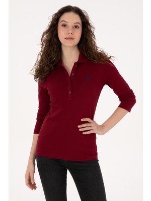 U.S. Polo Assn. Kadın Bordo Basic Polo Yaka Sweatshirt 50317627-VR014