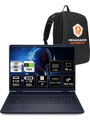 Dell Alienware 16 Aurora Core 5 210H RTX 4050 Gaming Laptop 8GB RAM 4TB SSD 16" QHD+ 120Hz Win11 Pro + Per4 Çanta AC16250C516512WP405