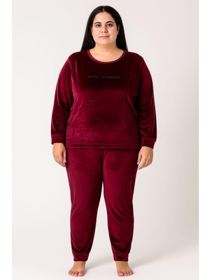 Pemilo Kadın Büyük Beden 13212 Kadife Pijama Takımı