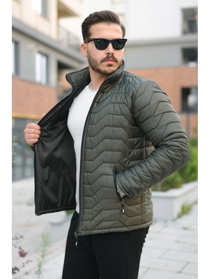 Comstar Erkek Kışlık Fermuarlı Günlük Kapitone Haki Şişme Mont