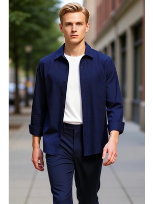 PayBuy Erkek Dokulu Müslin Gömlek Casual Fit Fonksiyonel Dayanıklı Kaliteli Konforlu Estetik Spor