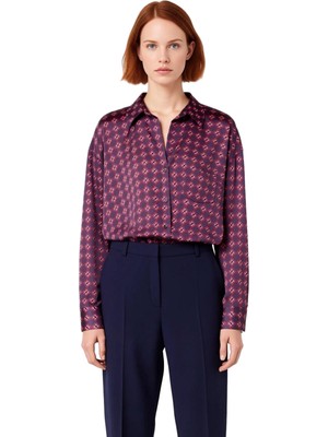 Ersefa Kadın Dökümlü Oversize Gömlek Saten Dokulu Uzun Kollu Rahat Kesim Gündelik Modern Stil Şık