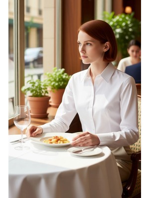 FRM Kadın Zamansız Poplin Dokuma Uzun Kollu Gömlek Ofis ve Günlük Konforlu Stil Fonksiyonel Şık