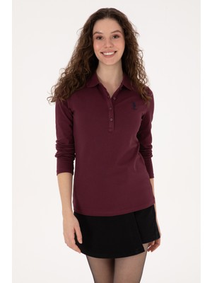 U.S. Polo Assn. Kadın Bordo Basic Polo Yaka Sweatshirt 50317627-VR177