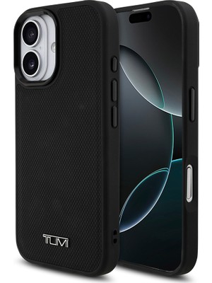 Tumi iPhone 17 Uyumlu Kılıf Tumı M-Safe Şarj Özellikli Deri Noktalı Dizayn Kapak Siyah