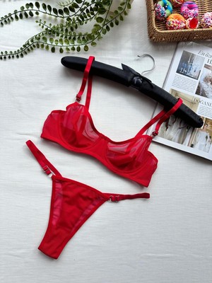 Mean Girl Lingerie Tül Transparan Bralet Iç Çamaşır Takımı