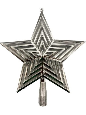 Dodomar Yılbaşı Ağaç Tepeliği (23 cm) - GÜMÜŞ Renkli İçiçe Geçmiş Yıldız Büyük Boy Lüks Çam Ağacı Dekorasyonu
