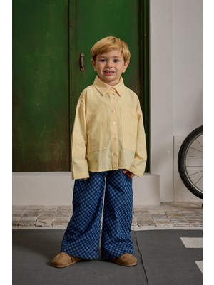 Fahhar Kids Kanguru Cepli Oversize Gömlek Sarı
